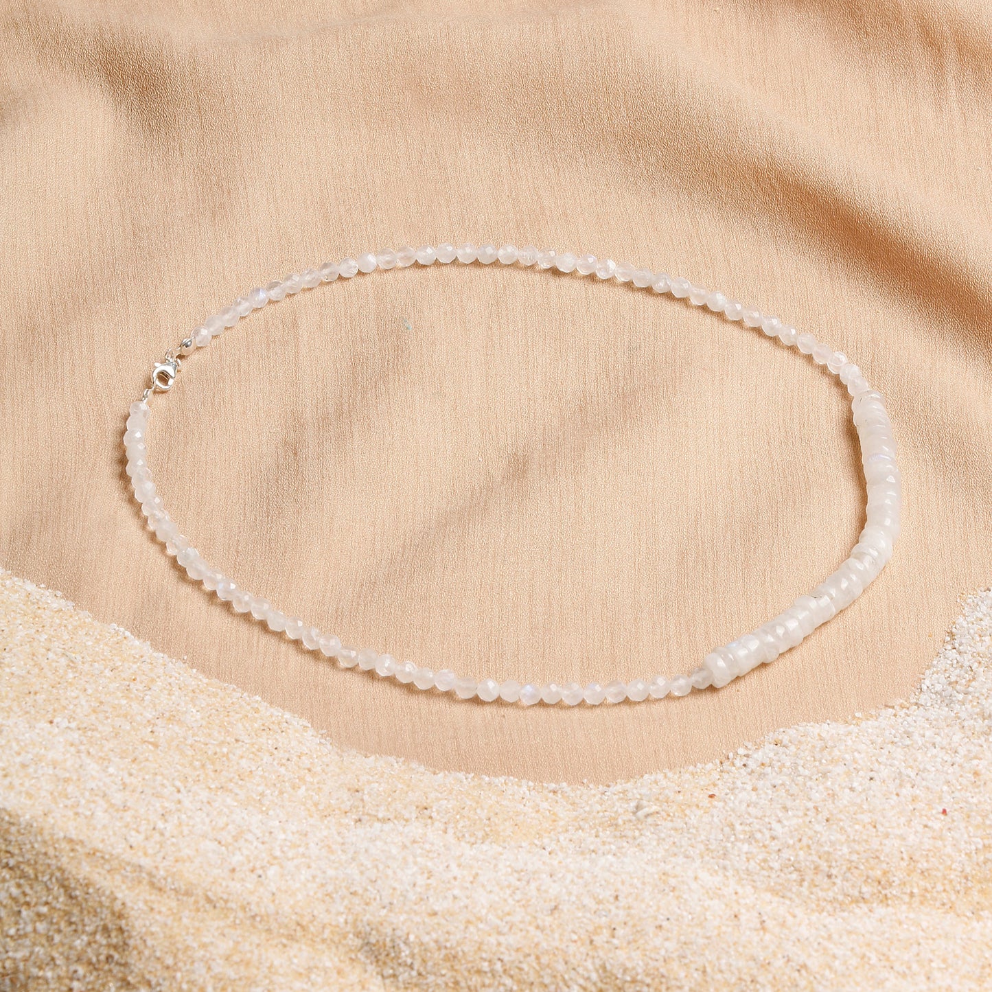 Oceanistone Genuine Moonstone Necklace with Silver Accents