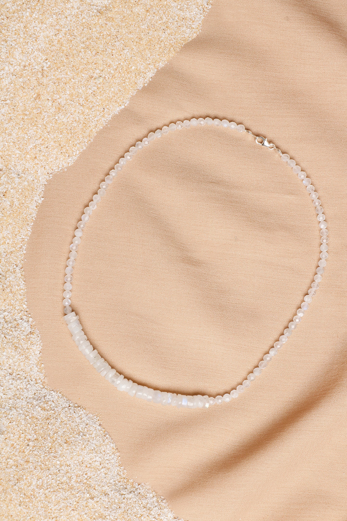 Oceanistone Genuine Moonstone Necklace with Silver Accents