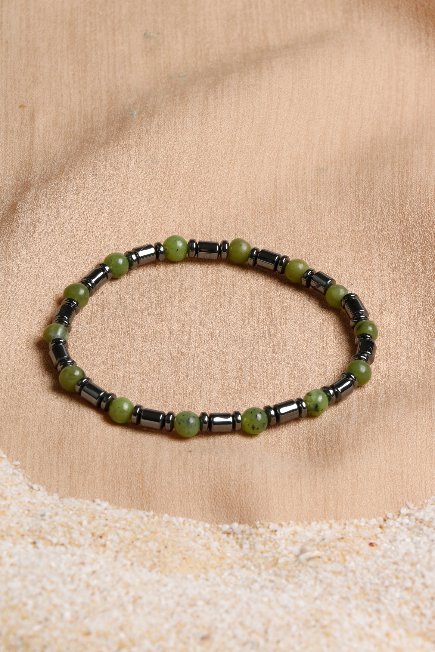 Men's Bracelet Collection with Red Agate, Jade, and Hematite Stones