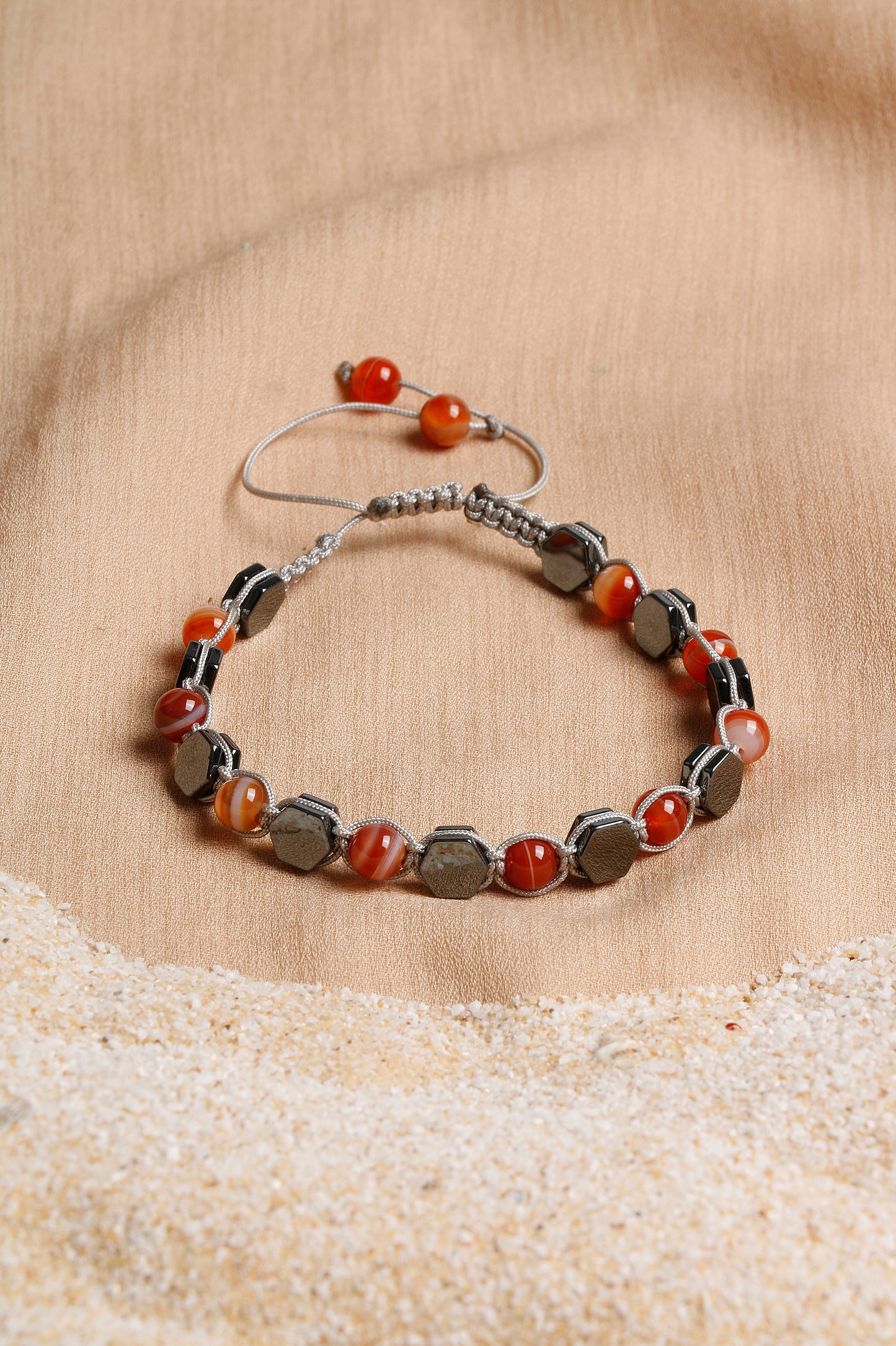 Men's Bracelet Collection with Red Agate, Jade, and Hematite Stones