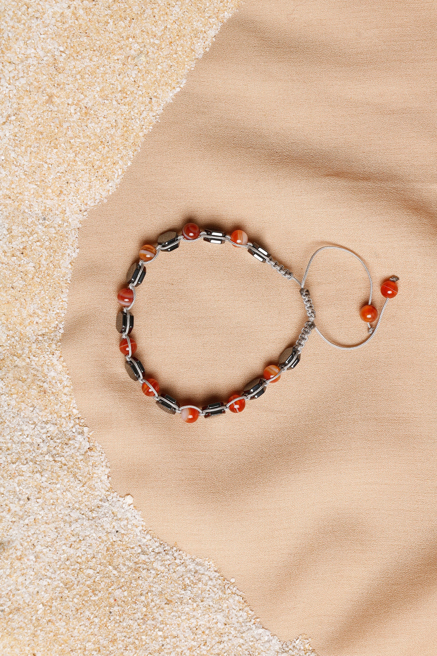 Men's Bracelet Collection with Red Agate, Jade, and Hematite Stones