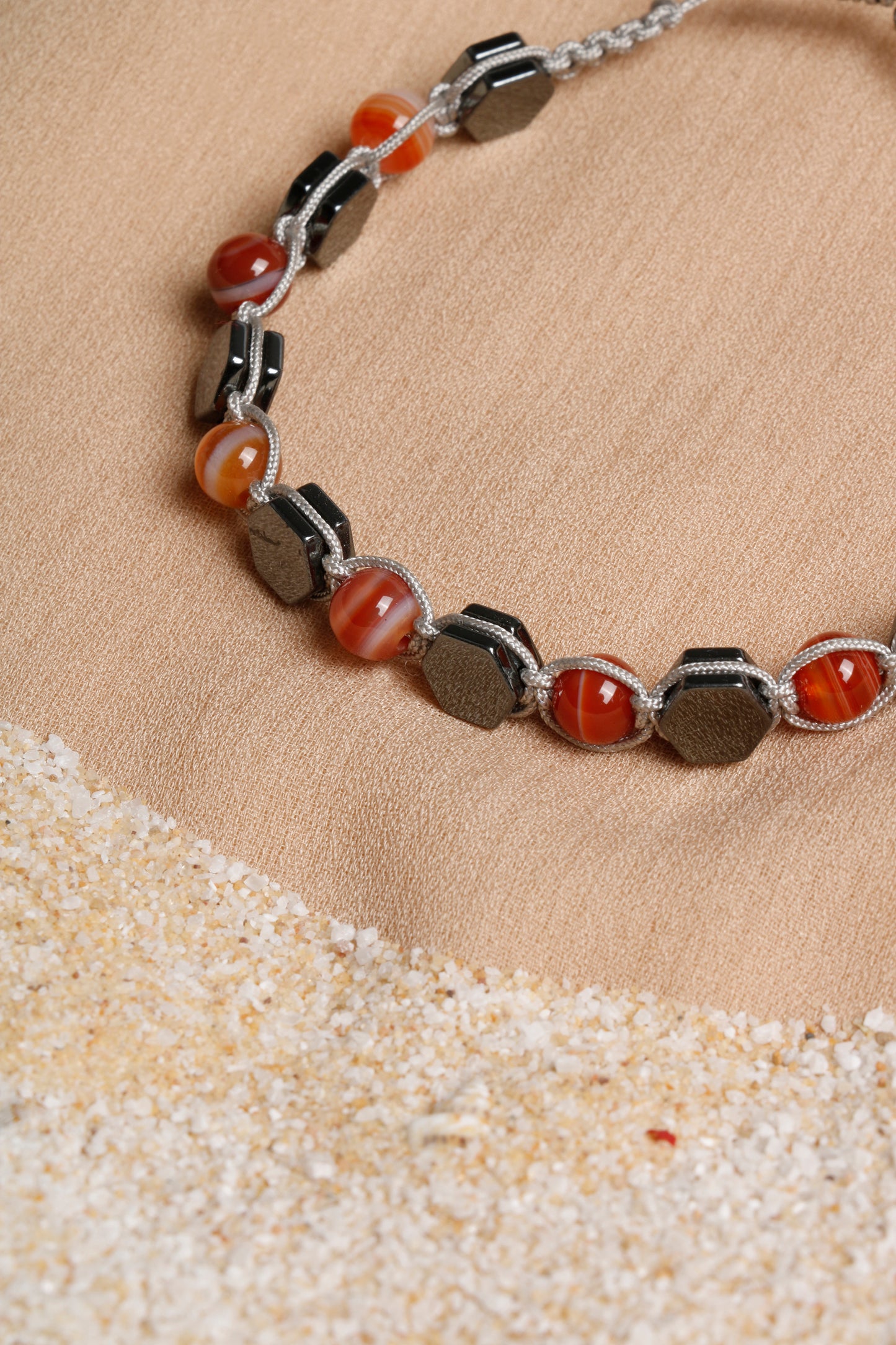 Men's Bracelet Collection with Red Agate, Jade, and Hematite Stones