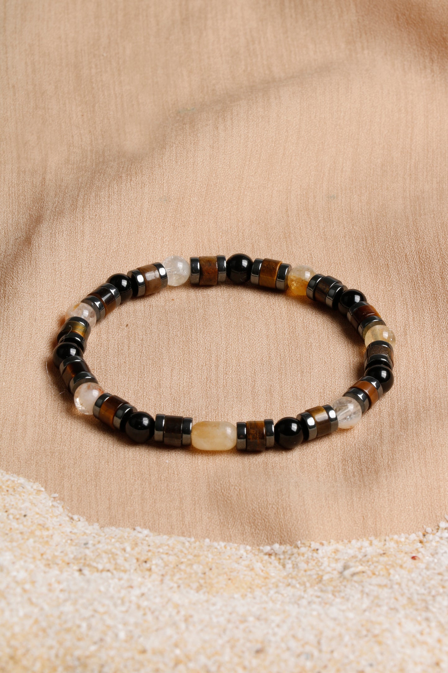 Men's Bracelet Collection with Citrine, Tiger’s Eye, and Hematite Stones