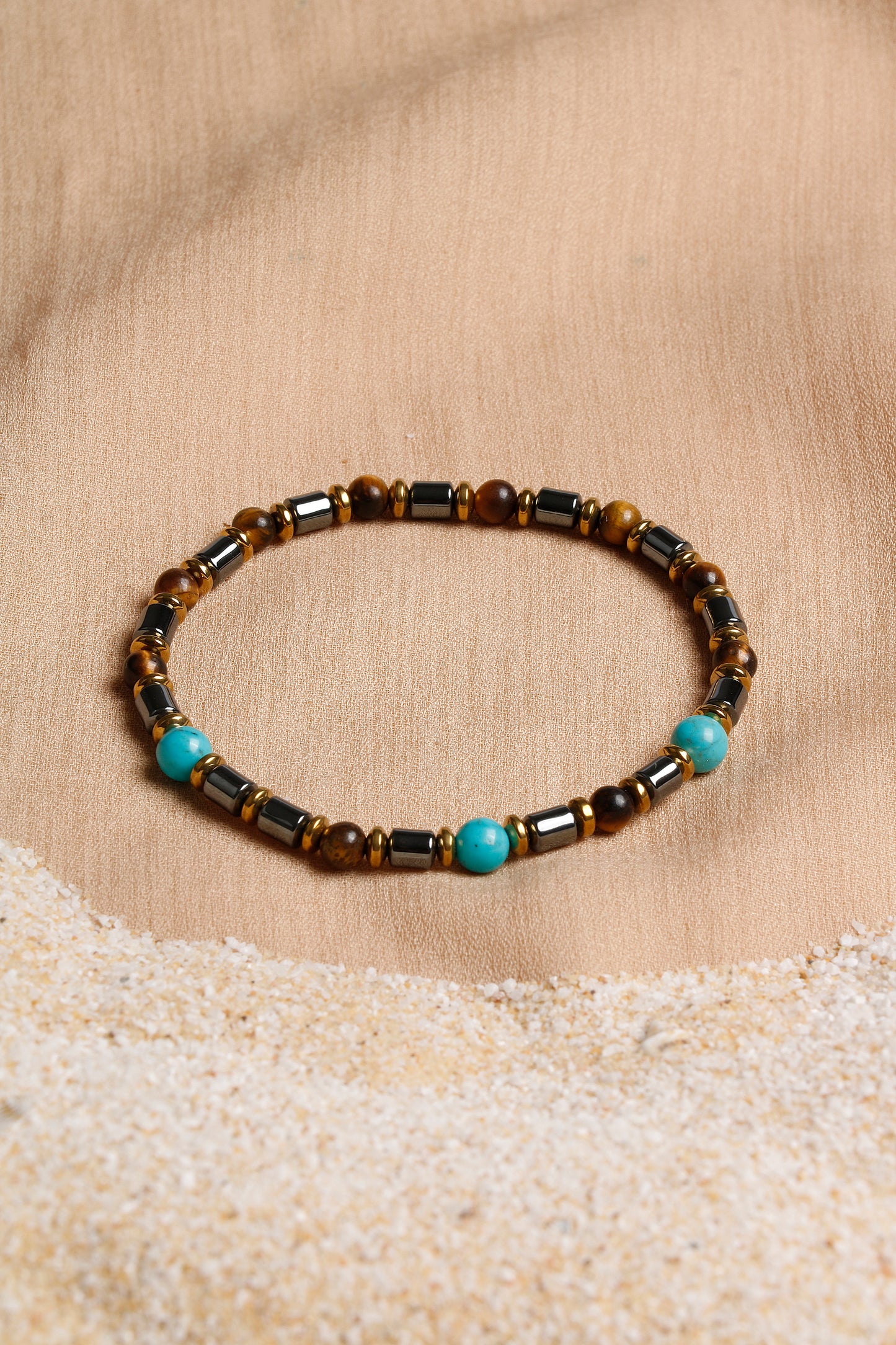 Oceanistone Men’s Bracelet Collection: Citrine, Turquoise, and Hematite Balance