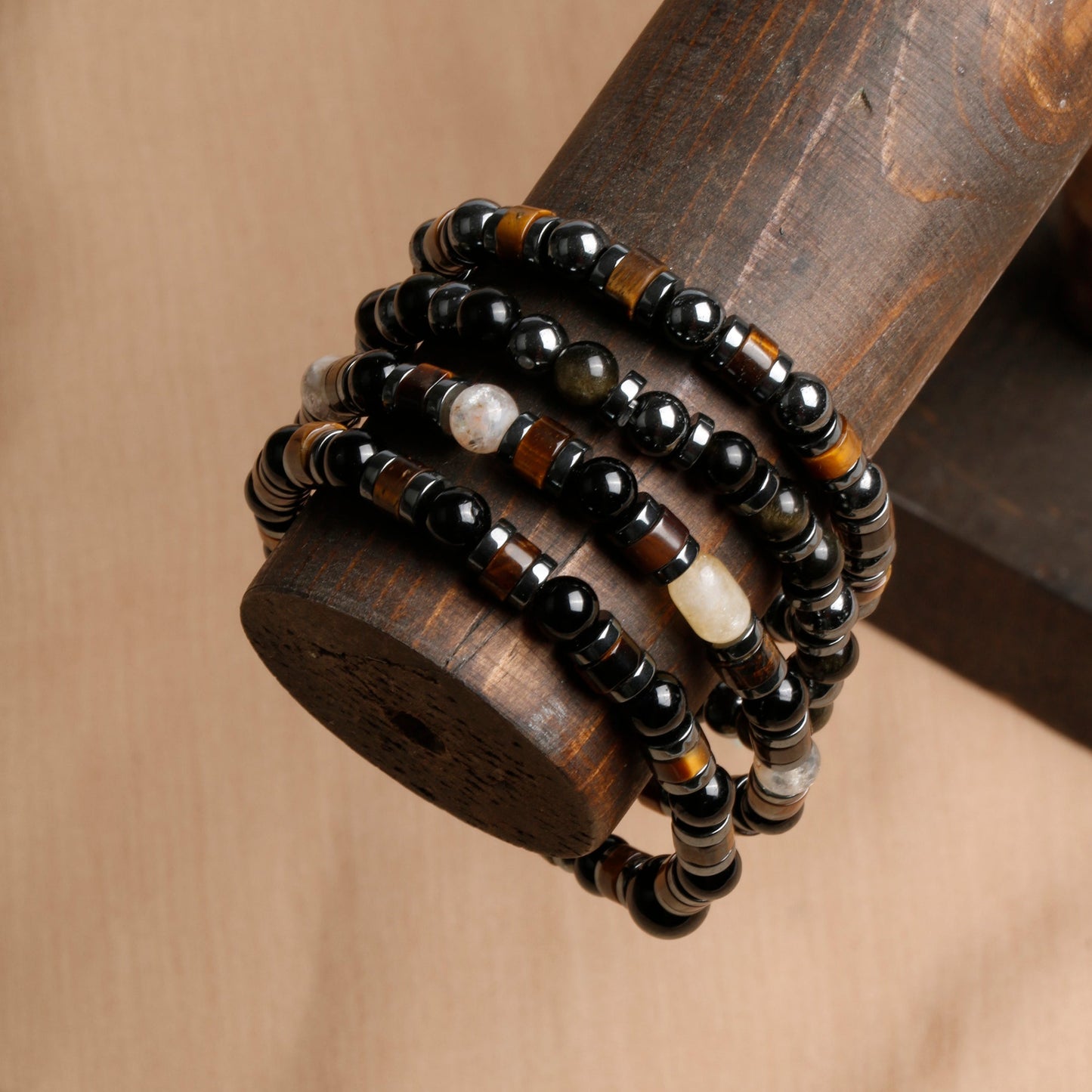 Men's Bracelet Collection with Citrine, Tiger’s Eye, and Hematite Stones