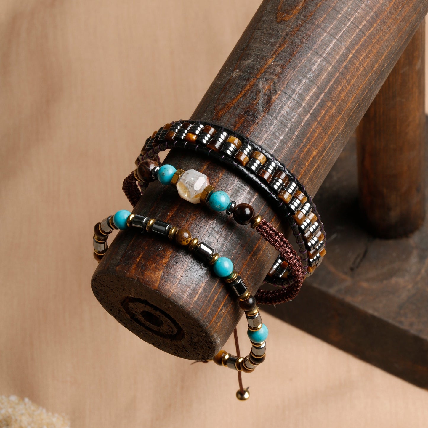 Oceanistone Men’s Bracelet Collection: Citrine, Turquoise, and Hematite Balance