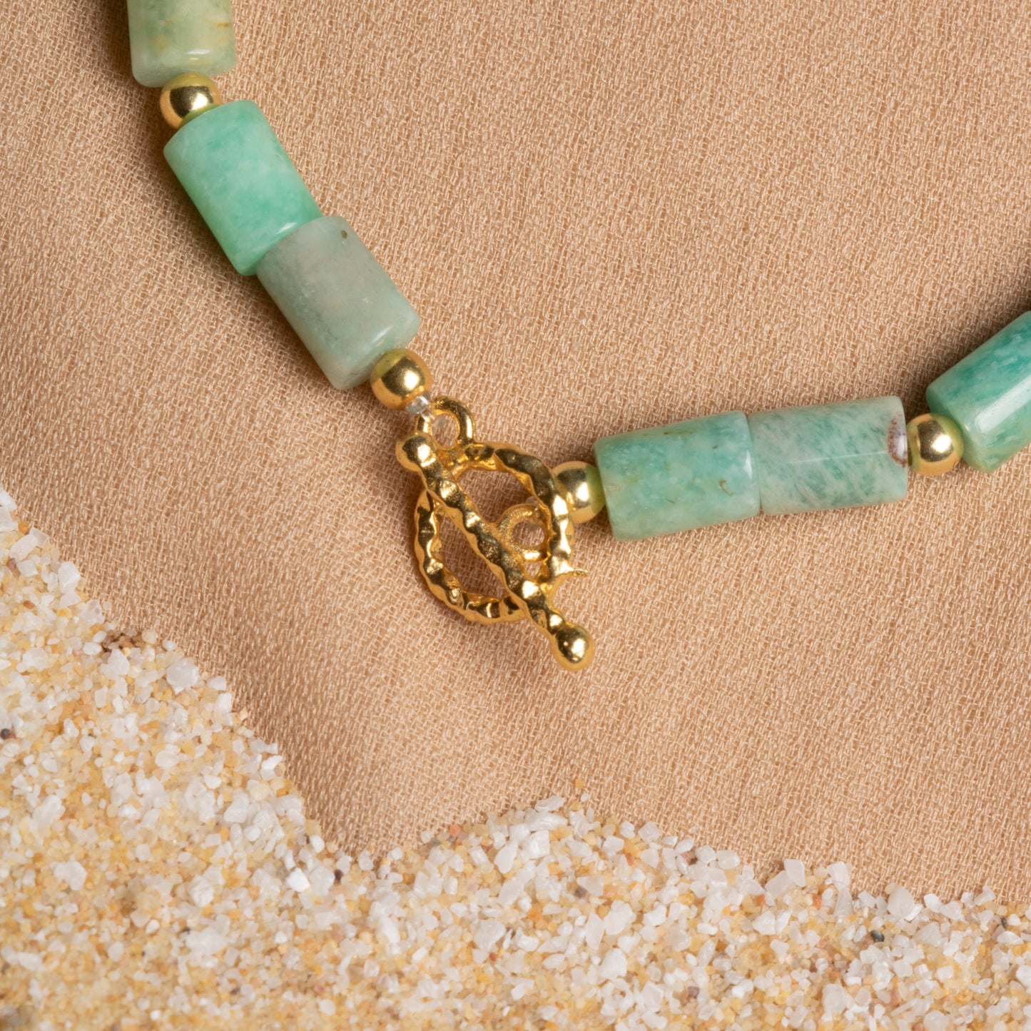 Amazonite and Pearl Bracelet with Sterling Silver Clasp – Oceanistone Collection