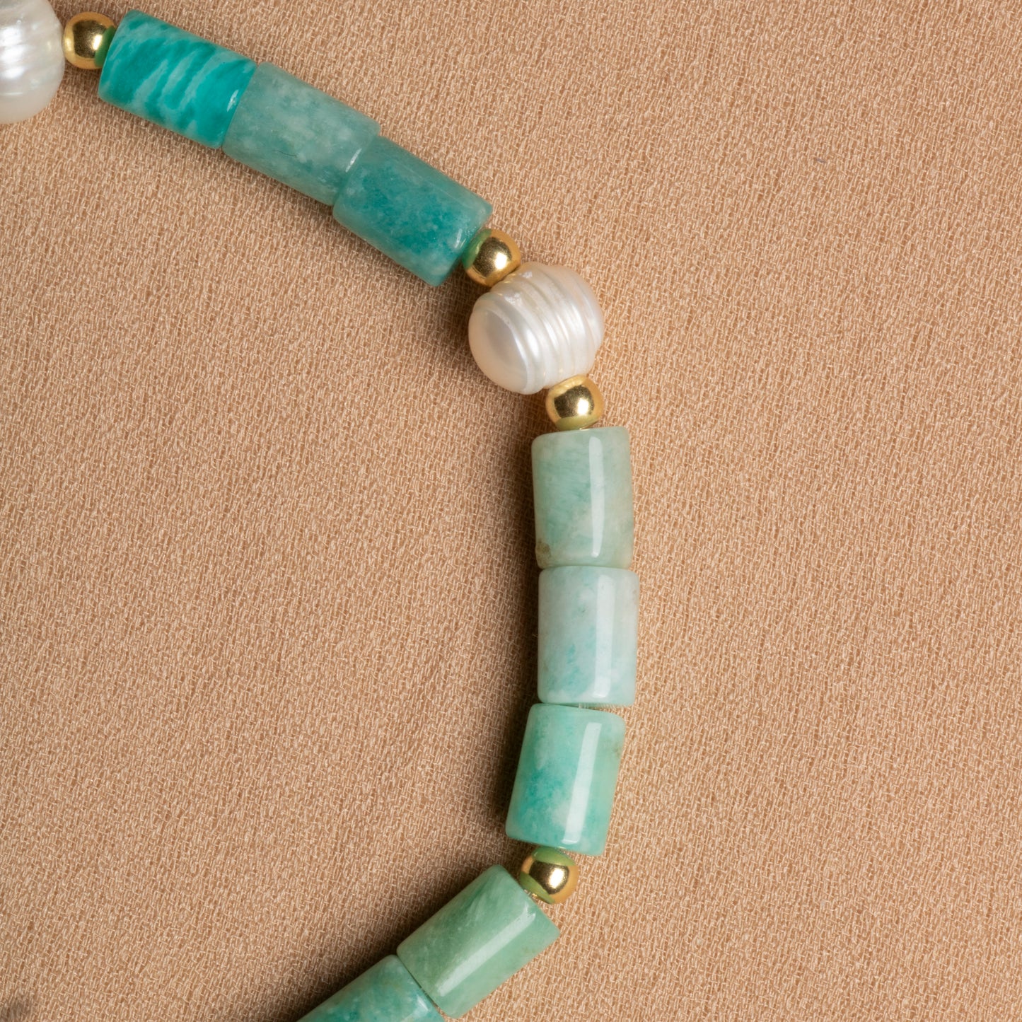 Amazonite and Pearl Bracelet with Sterling Silver Clasp – Oceanistone Collection