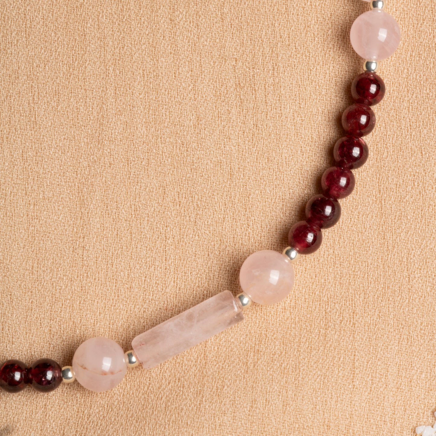 Garnet and Rose Quartz Necklace with Sterling Silver Clasp – Oceanistone Collection