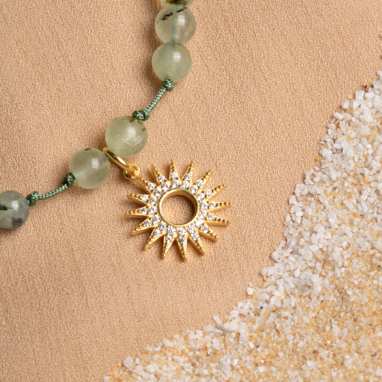 Prehnite Necklace with Sterling Silver Sun Pendant – Oceanistone Collection