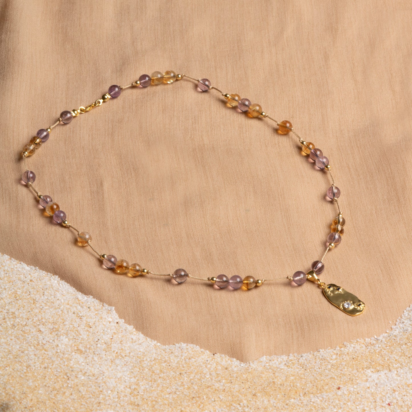 Ametrine Necklace with Sterling Silver Pendant – Oceanistone Collection