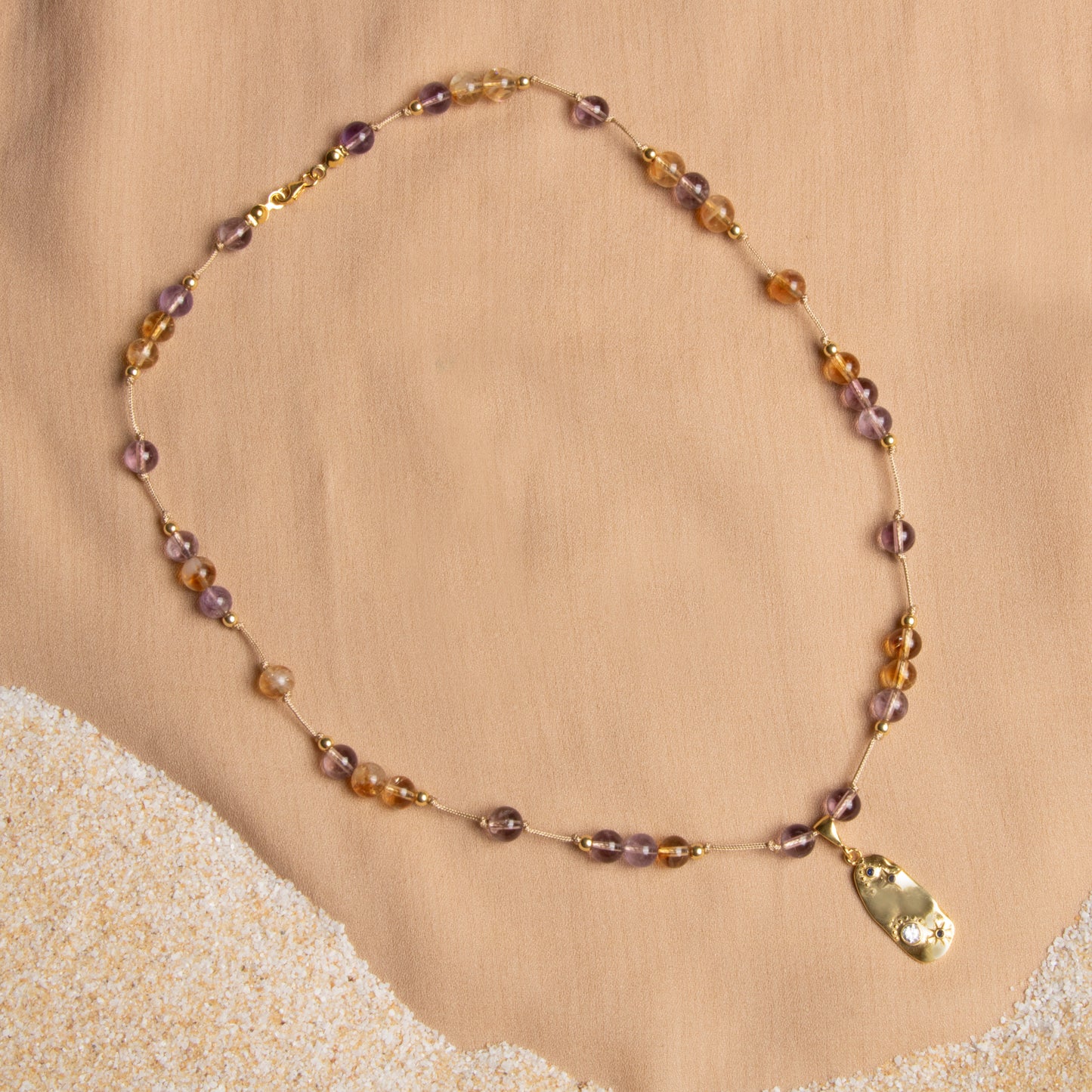 Ametrine Necklace with Sterling Silver Pendant – Oceanistone Collection