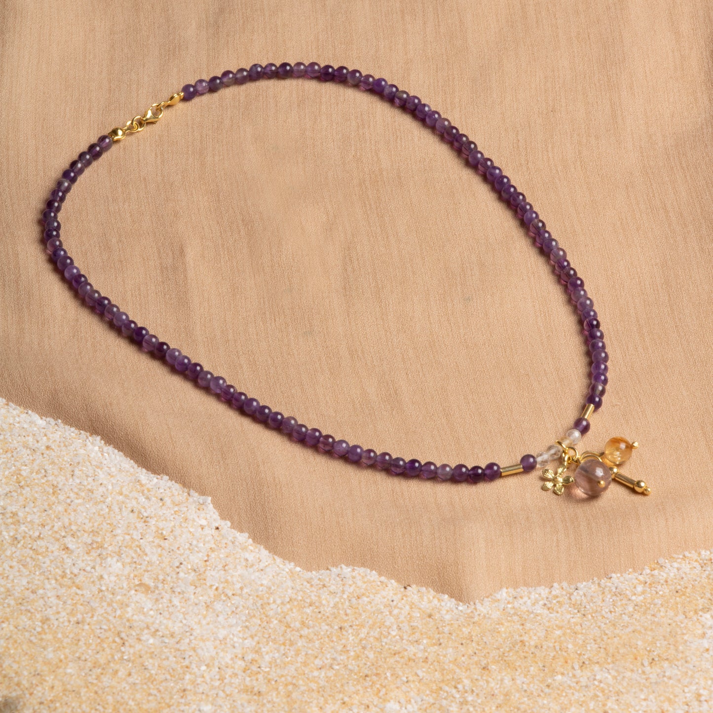 Amethyst and Ametrine Necklace with Sterling Silver Clasp – Oceanistone Collection