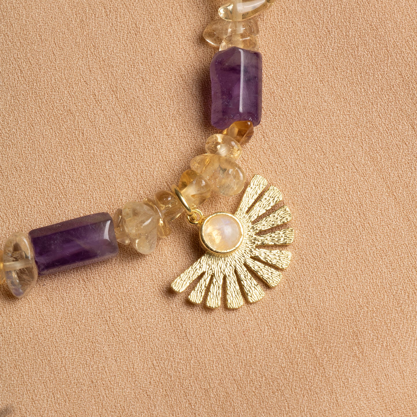 Amethyst, Rose Quartz, and Citrine Necklace with Sterling Silver Pendant – Oceanistone Collection