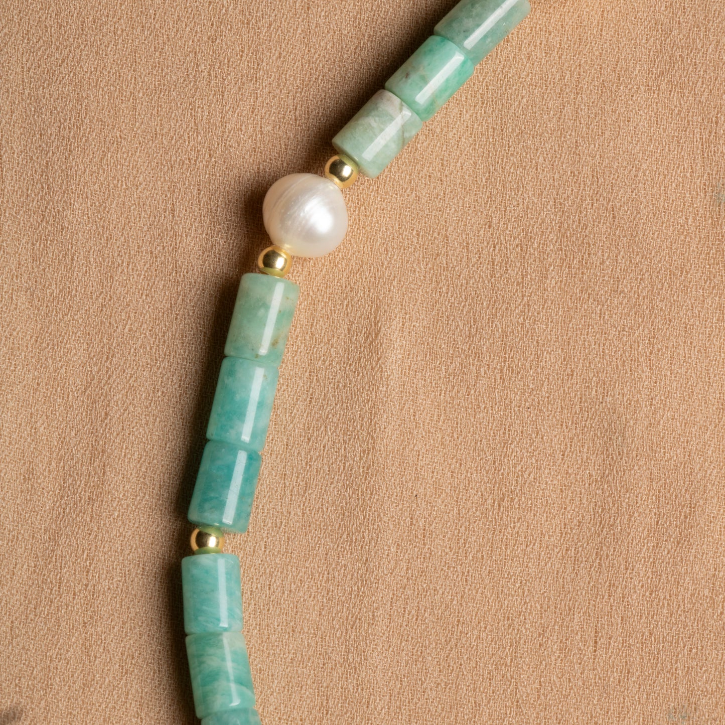 Amazonite and Freshwater Pearl Necklace with Sterling Silver Clasp – Oceanistone Collection