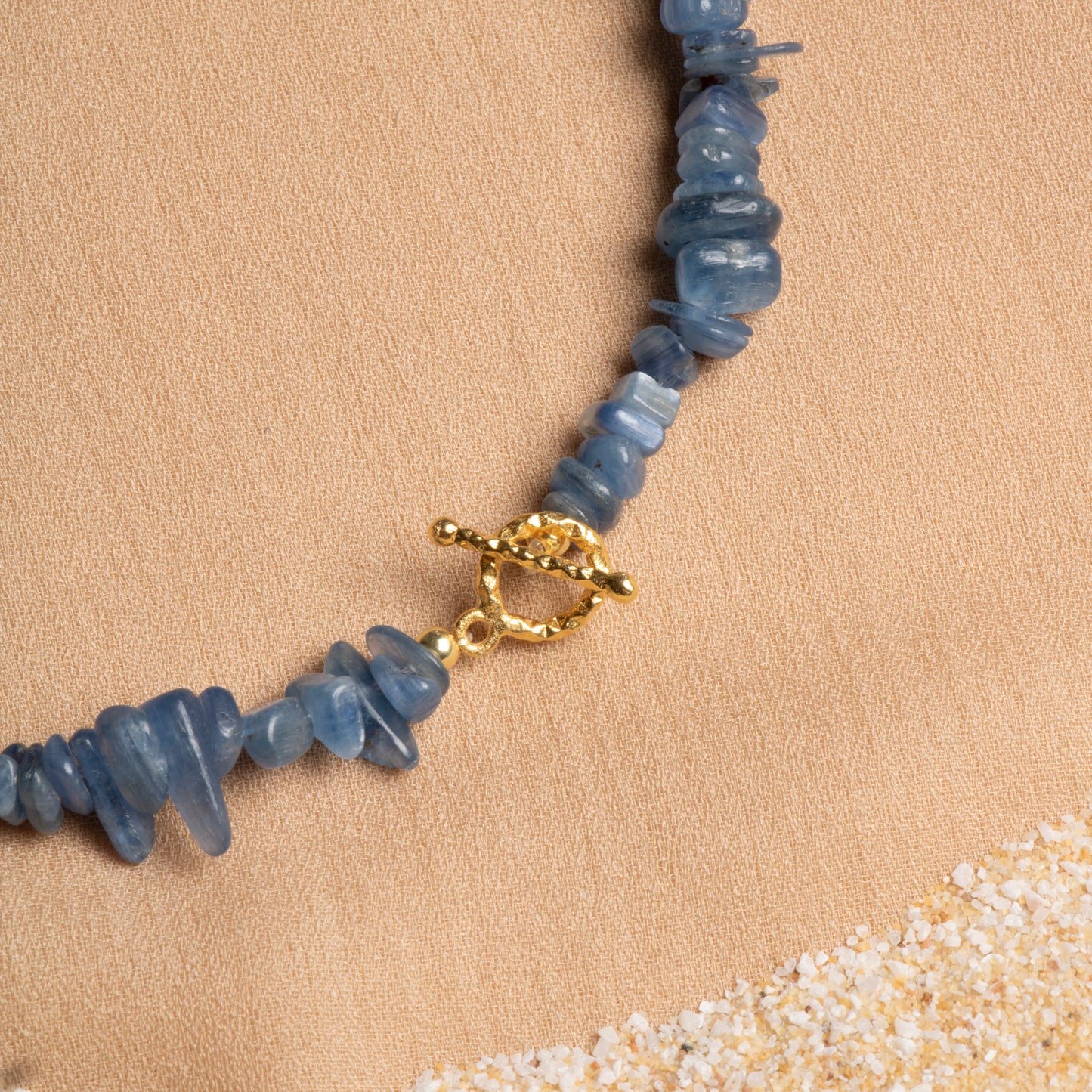 Kyanite, Sunstone, and Pearl Necklace with Sterling Silver Clasp – Oceanistone Collection
