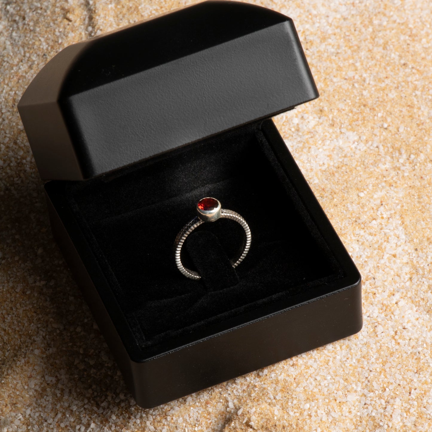 Oceanistone Garnet Sterling Silver Ring – Elegance and Energy Combined