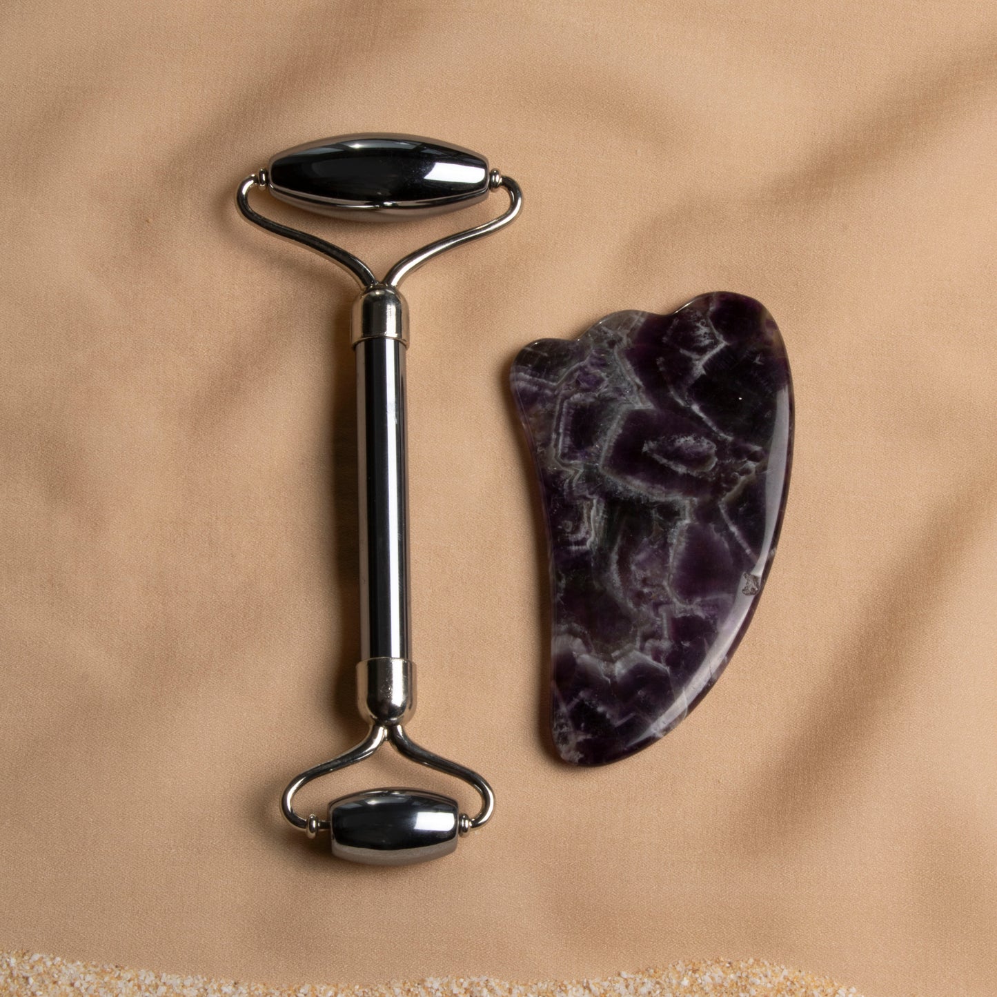 Terahertz Roller & Amethyst Goose Foot Gua Sha Massage Set