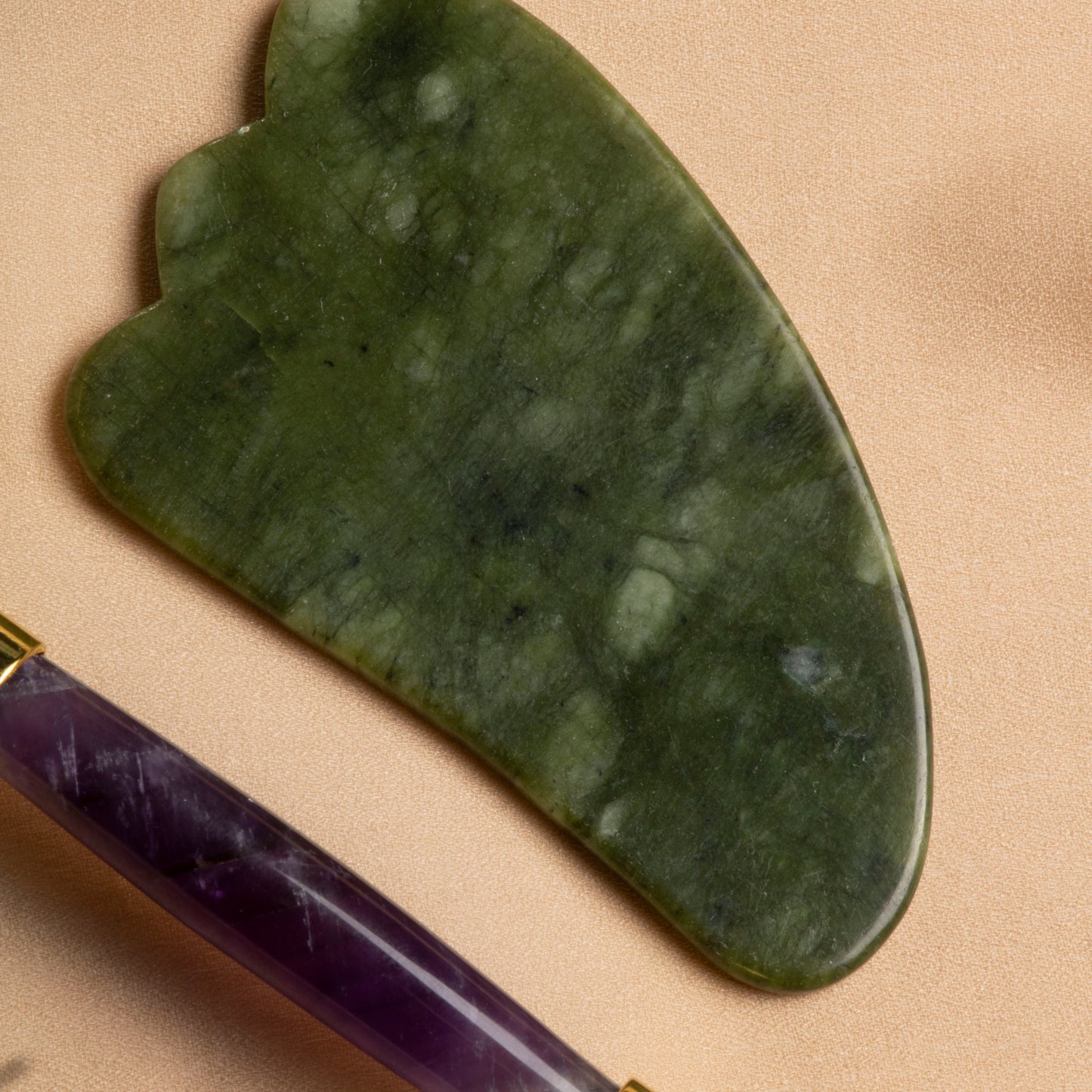 Amethyst Roller & Jade Goose Foot Gua Sha Massage Set
