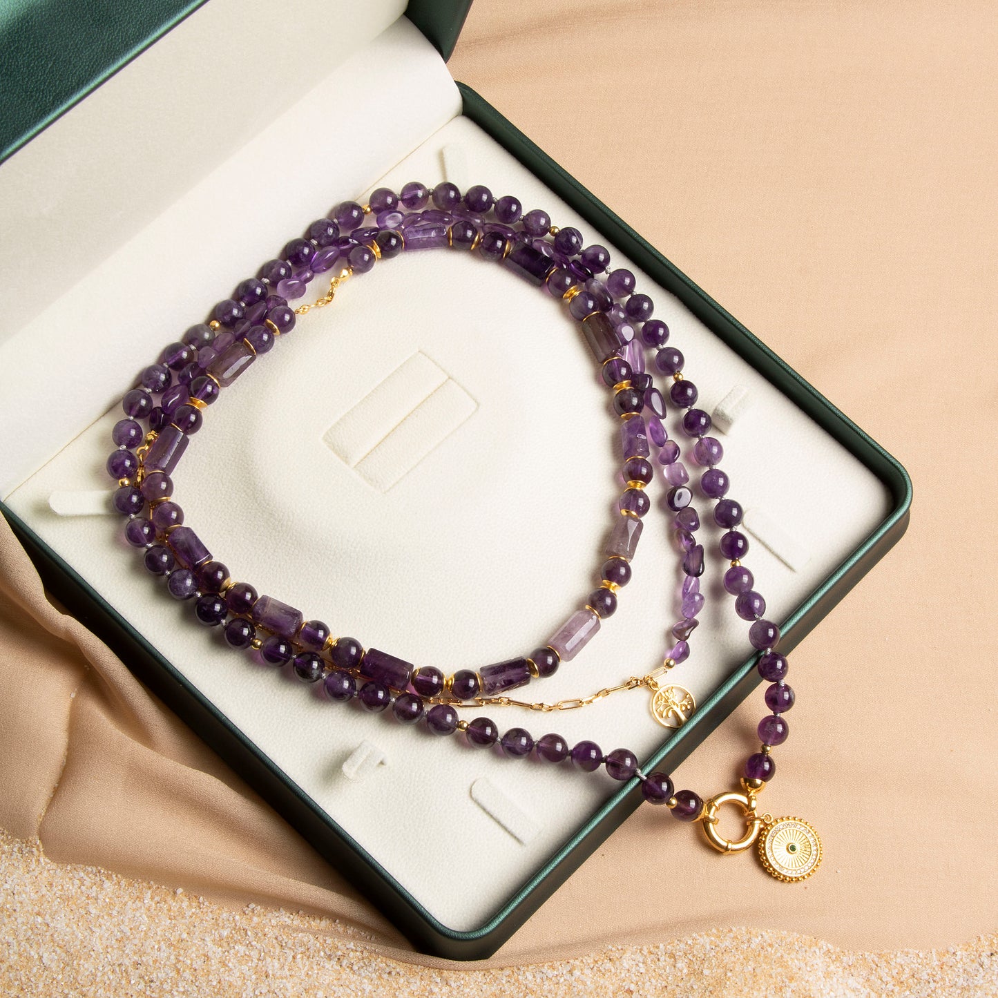 Triple Amethyst Necklace Set – Elegance & Spiritual Harmony