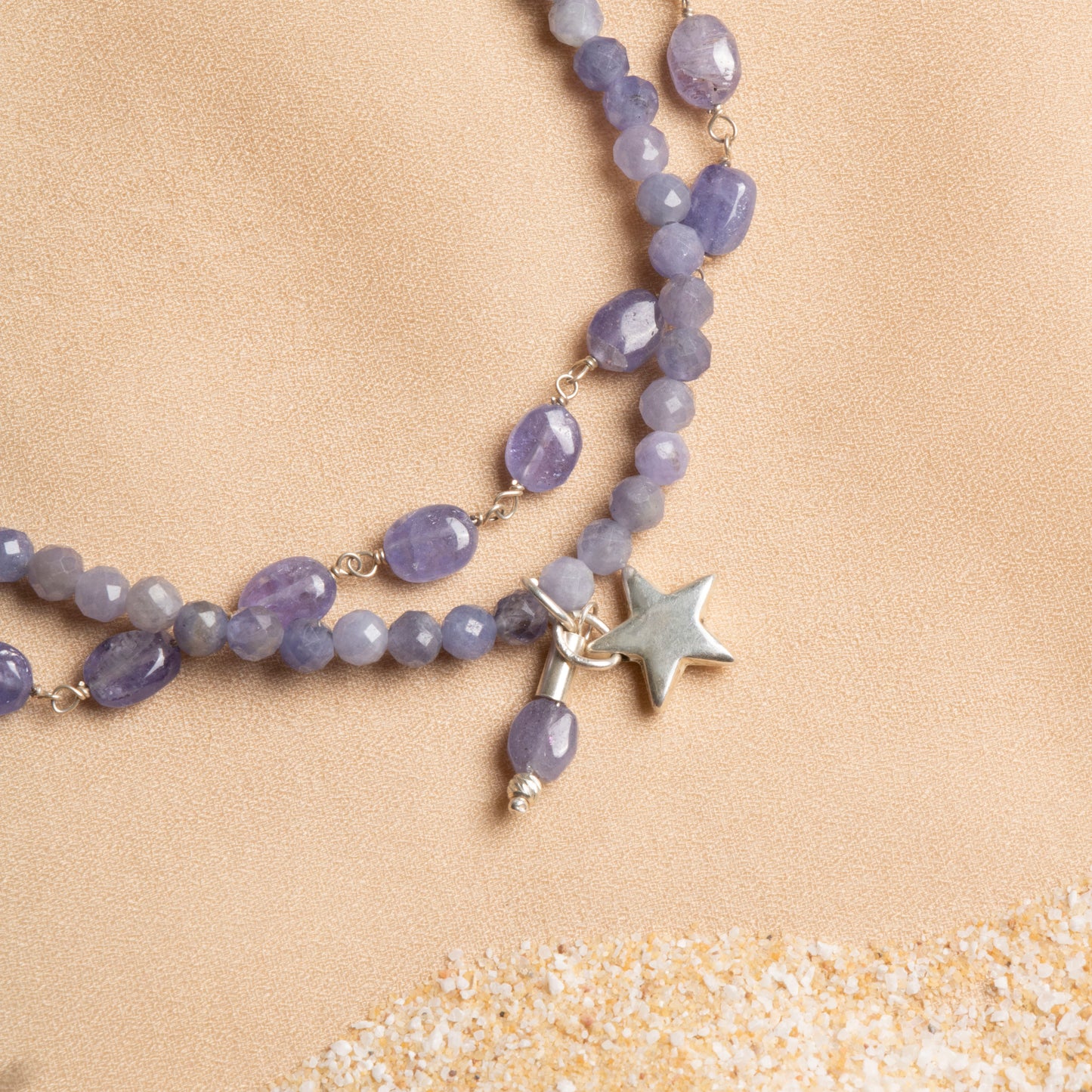 Tanzanite Double Necklace Set – The Signature of Elegance with Silver Accessories