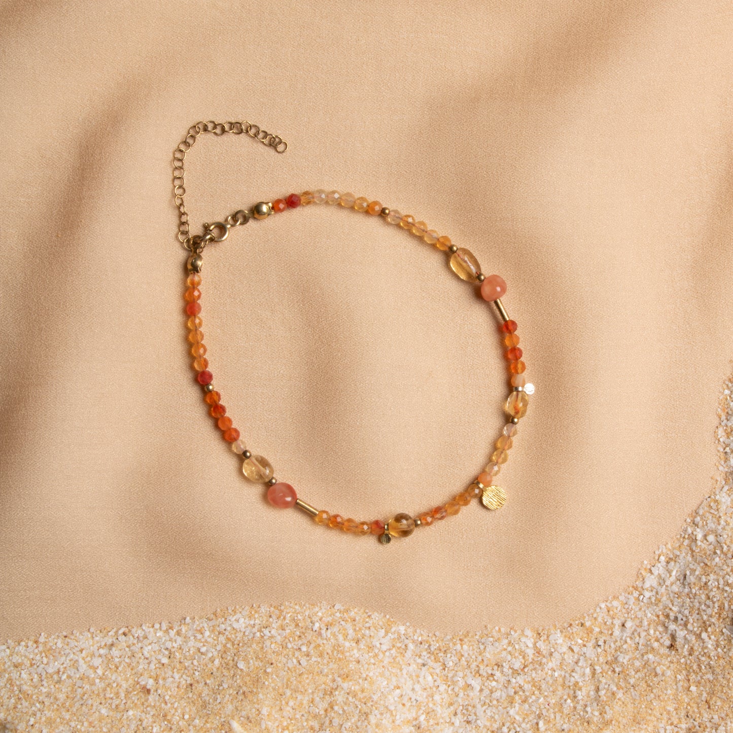 Citrine & Carnelian Anklet – A Radiant Blend of Energy and Elegance