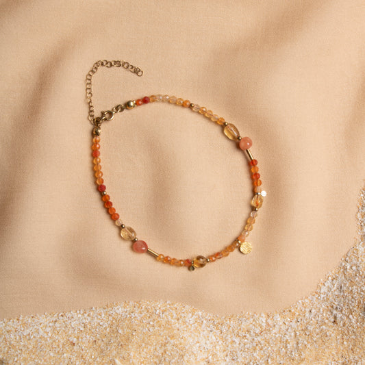 Citrine & Carnelian Anklet – A Radiant Blend of Energy and Elegance