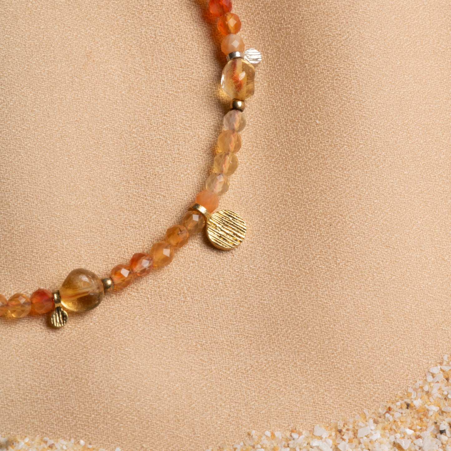 Citrine & Carnelian Anklet – A Radiant Blend of Energy and Elegance
