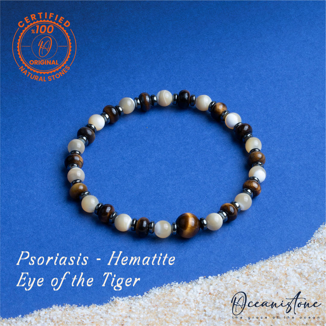 Men’s Tiger Eye, Mother of Pearl, and Hematite Stretch Bracelet