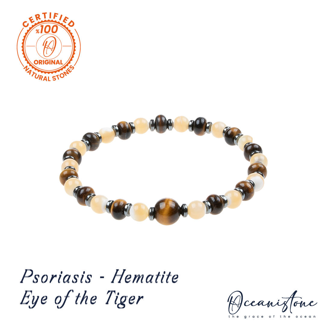 Men’s Tiger Eye, Mother of Pearl, and Hematite Stretch Bracelet