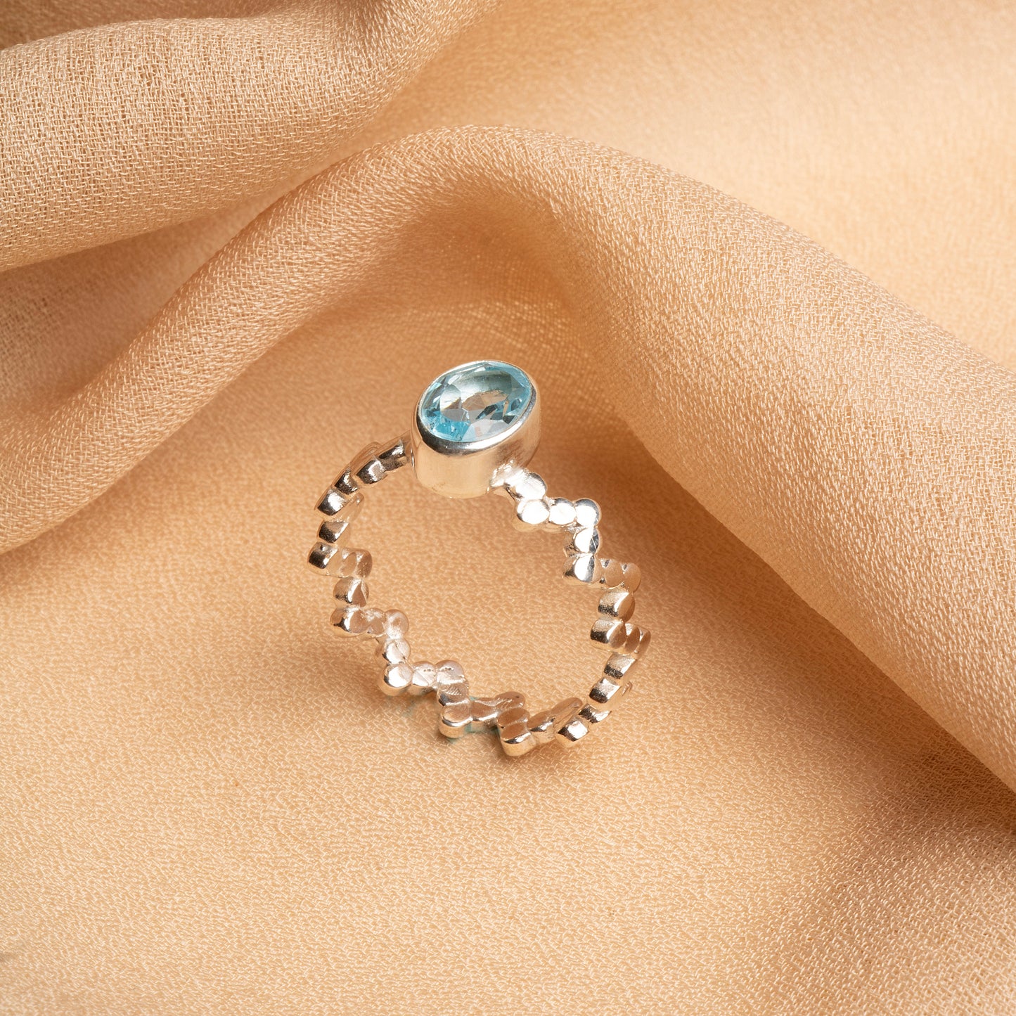 Elegant Aquamarine Silver Ring – Handcrafted & Certified
