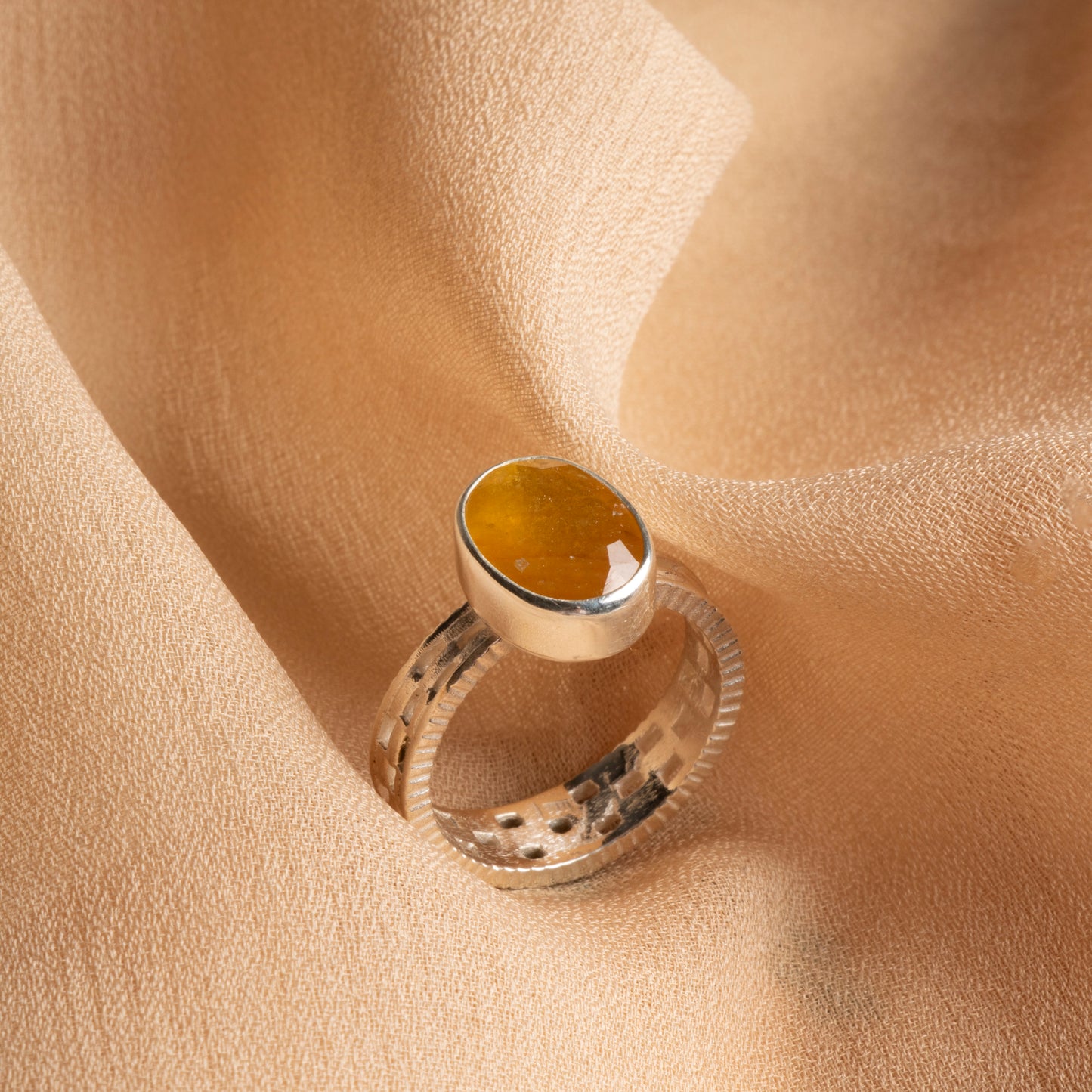 Oceanistone Sapphire Sterling Silver Ring – Grace and Wisdom in One Design